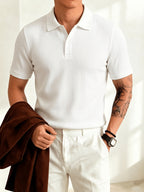 Men'S Casual Top, Summer, Polo Shirt Business, Mature Man'S Charm, Striped Design, Trendy Men Must Wear, Head-Turning, Casual Wear, Holiday Wear, Date Wear, Men'S Polo Shirt - White