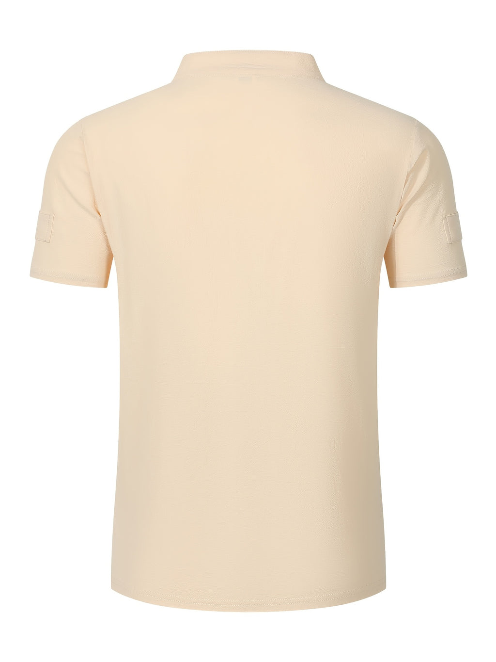 Men's Solid Color V-Neck Short Sleeve T-Shirt, Summer Casual Breathable Solid Color Top, Simple Fashionable Trendy Men's Clothing - Khaki