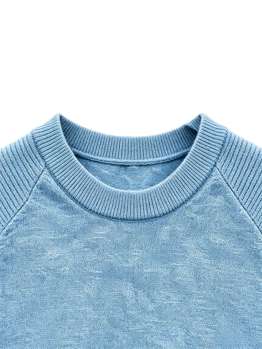 2026 Light Luxury Texture Men'S Off-Shoulder Knit Short Sleeve, Comfortable And Breathable Summer T-Shirt - Sky Blue