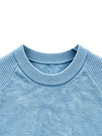 Men's Round Neck Raglan Sleeve Short Sleeve T-Shirt, Summer Breathable Solid Color Casual Versatile Business Short Sleeve Base Layer - Sky Blue