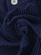 Women'S Summer Shorts, Solid Color Loose New Fashion All-Match Pleated Shorts - Navy Color