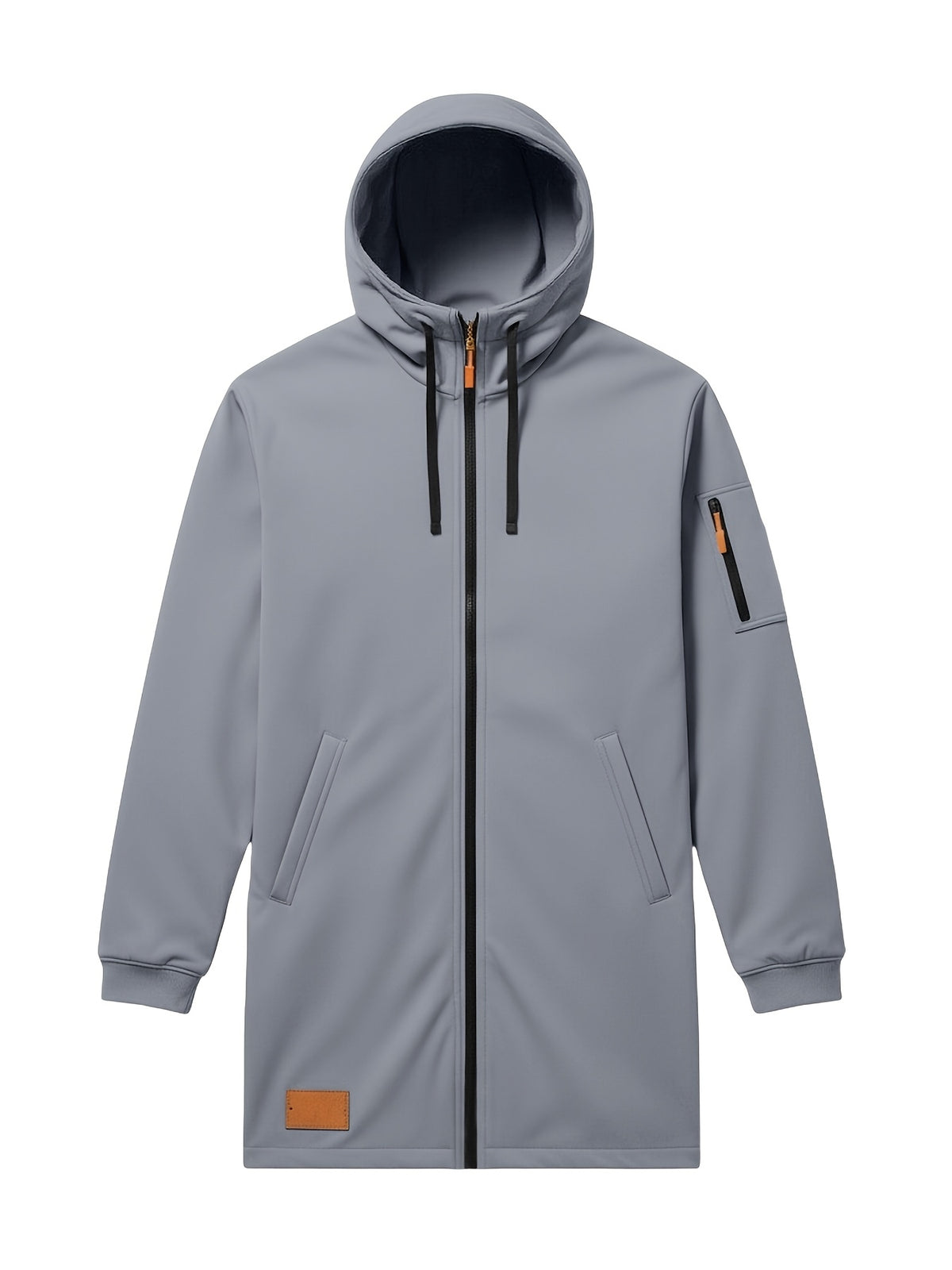 New Men's Casual Sports Sweatshirt and Hooded Long Knitted Jacket, Featuring a Multi-pocket Style. The Overall Fit Is Loose and Elegant. Fashionable Outdoor Casual Sweatshirt, Long-sleeved Cardigan, Hooded Design, Winter Clothes for Men - Light Grey