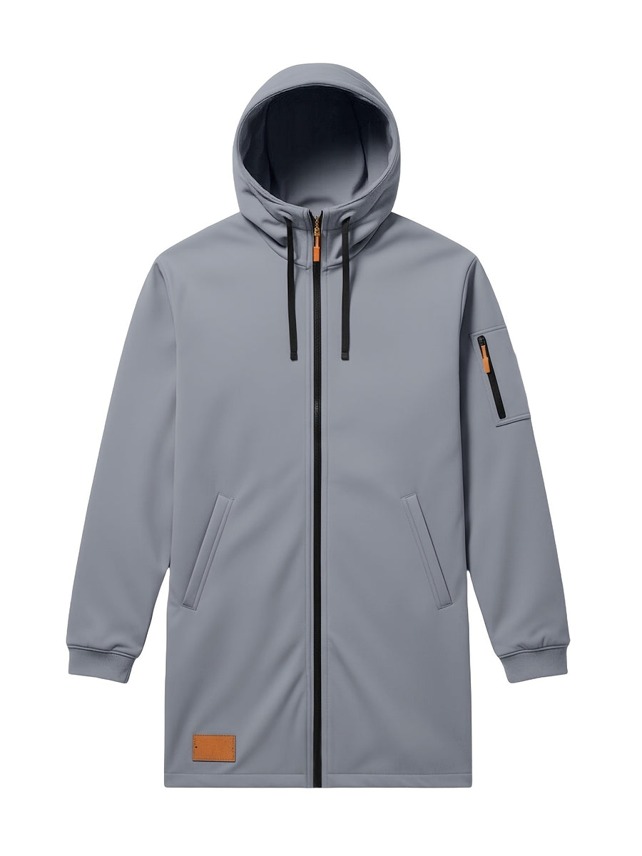 New Men's Casual Sports Sweatshirt and Hooded Long Knitted Jacket, Featuring a Multi-pocket Style. The Overall Fit Is Loose and Elegant. Fashionable Outdoor Casual Sweatshirt, Long-sleeved Cardigan, Hooded Design, Winter Clothes for Men - Light Grey