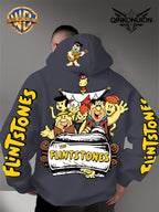 Warner Official Men's Hoodie, Stone Age Family Travel Happy Nostalgic Print Design, Machine Washable, Warm and Casual for Autumn and Winter Daily Drawstring Hoodie, Multi Functional Sports and Leisure Loose Fit - Dark Gray