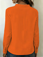 According ToFashionable V-neck Bamboo-joint Style Women's Long-sleeved Shirt - Orange-Red