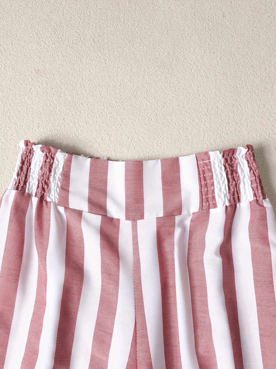 Everyday Comfortable Fashion Casual Waistband Elastic Versatile Wide-Leg Pants - Peach
