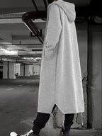 Women's Autumn & Winter Casual Fashion Trendy Long Hoodie Coat: Draping Loose Drawstring Style, Soft Comfy Casual Minimalist Versatile for Daily Use - Grey