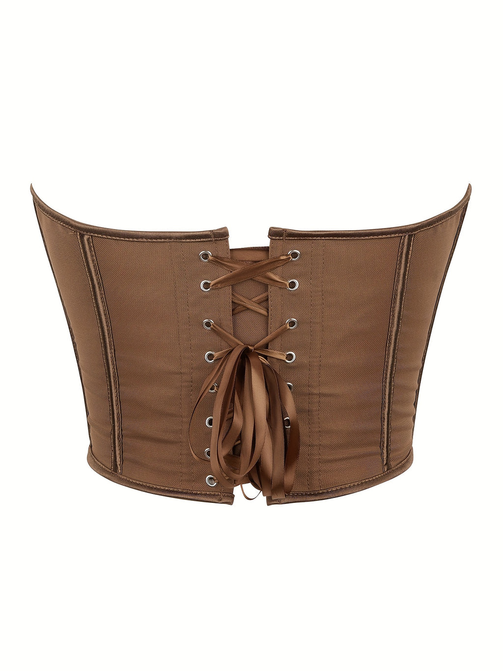 Sexy Women's Strapless Mesh Top, Breathable Double-Layer Frosted Texture, Women's Sexy Court-Style Corset Top - Dark Brown