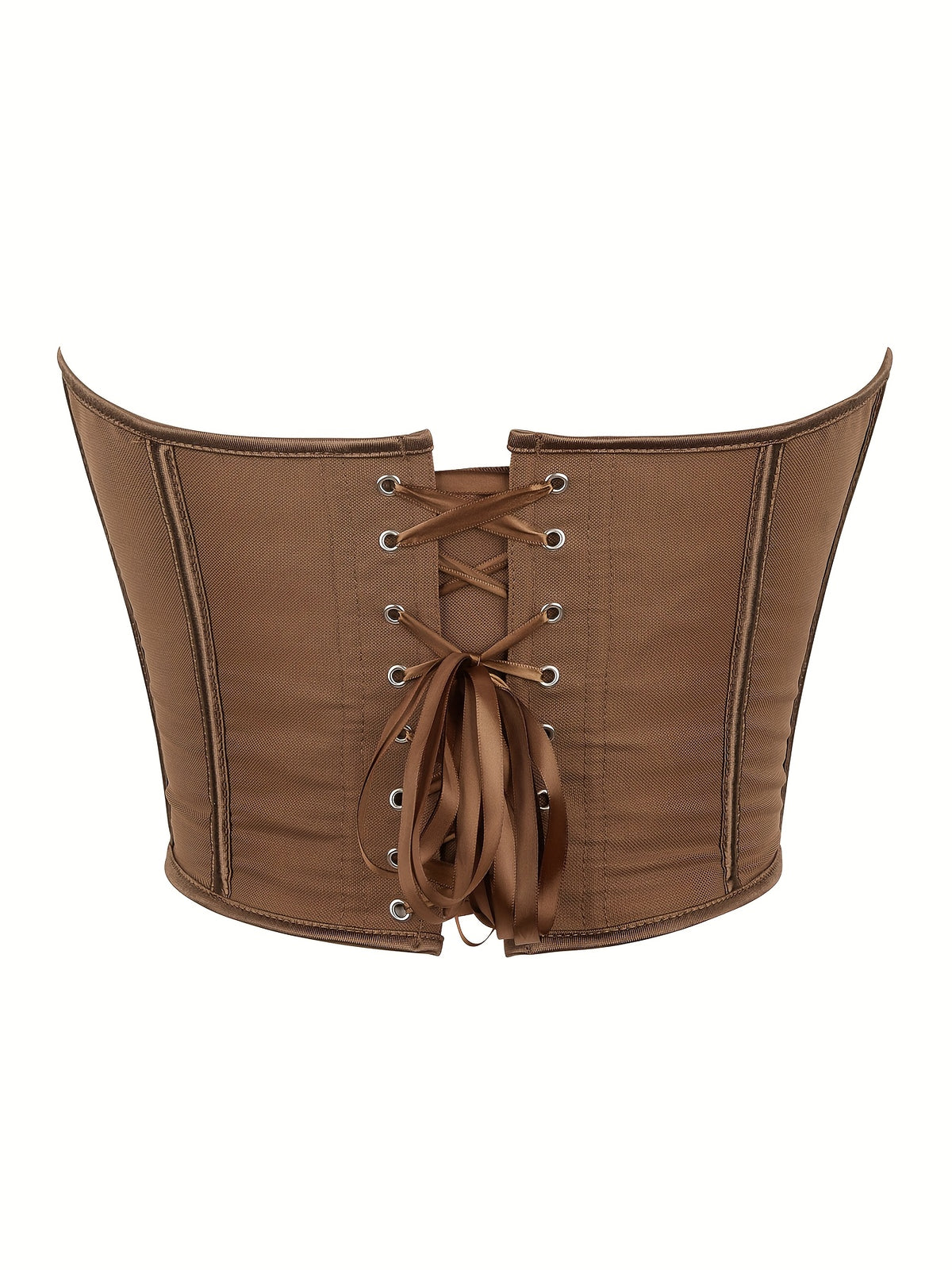 Sexy Women's Strapless Mesh Top, Breathable Double-Layer Frosted Texture, Women's Sexy Court-Style Corset Top - Dark Brown