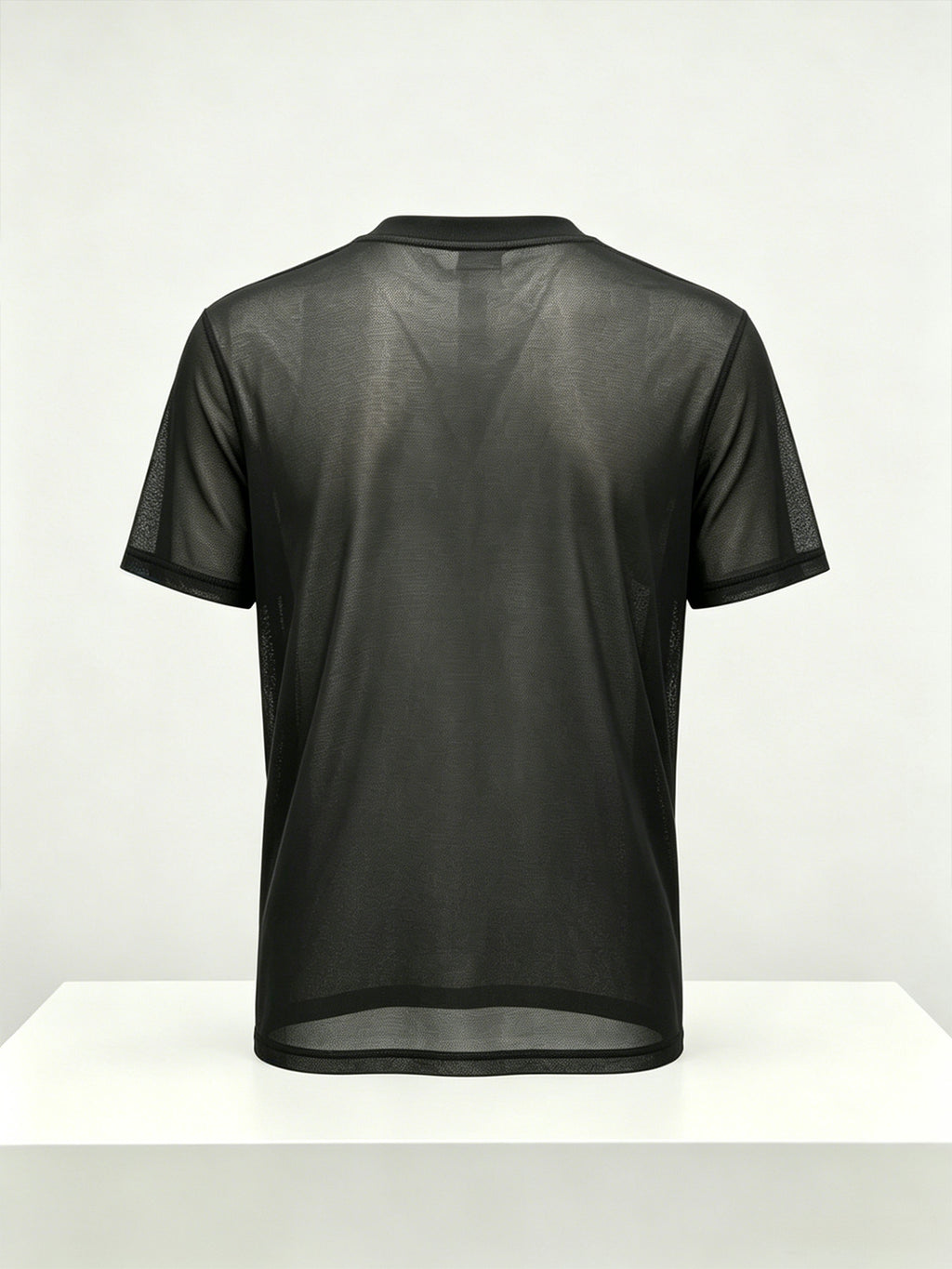 Men's Geometric Triangle Small Logo Mesh Short Sleeve Cooling Quick-Dry Loose Fit Crew Neck Sports T-Shirt - Black
