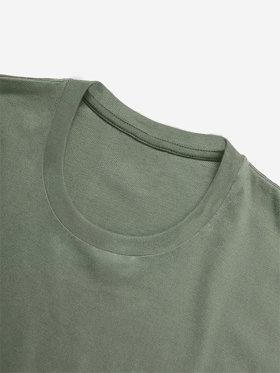 Letter Print Short Sleeve Round Neck Athletic T-Shirt Women'S Top - Olive Green