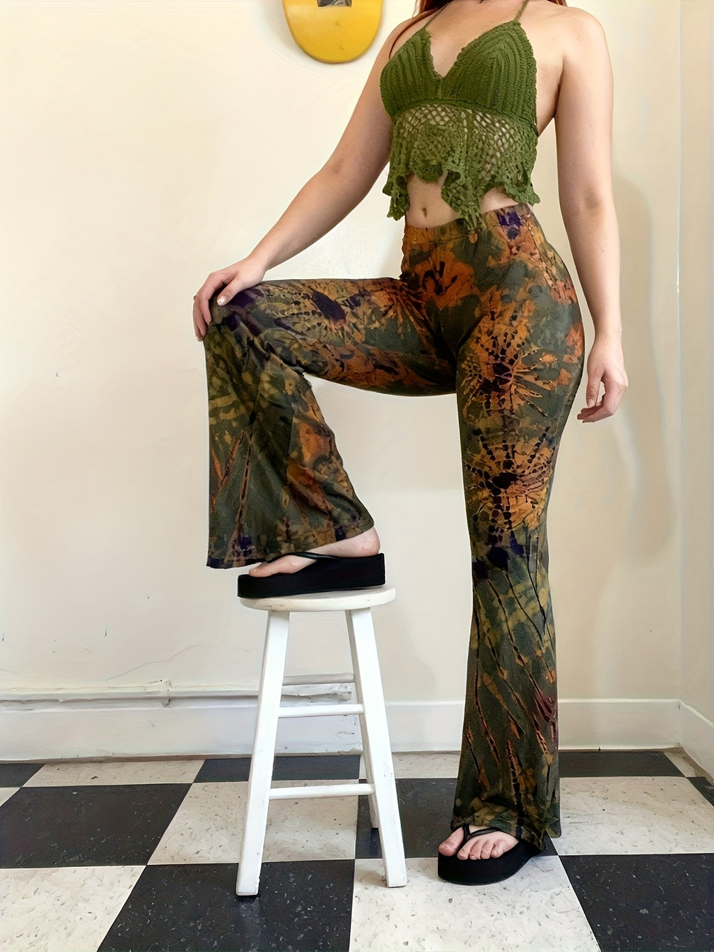 Women'S Stylish High-Waisted Flared Pants for Casual Home Wear - Multicolor
