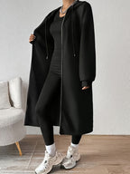 Women's Fashion Color Block Zip-Up Jacket - Black