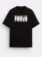 Unisex Trendy Letter Print Crew Neck T-Shirt, A Must-Have for Style Enthusiasts! Gradient FOCUS Design, Ultra Stylish & Streetwear-Inspired! Minimalist yet Versatile! - Black