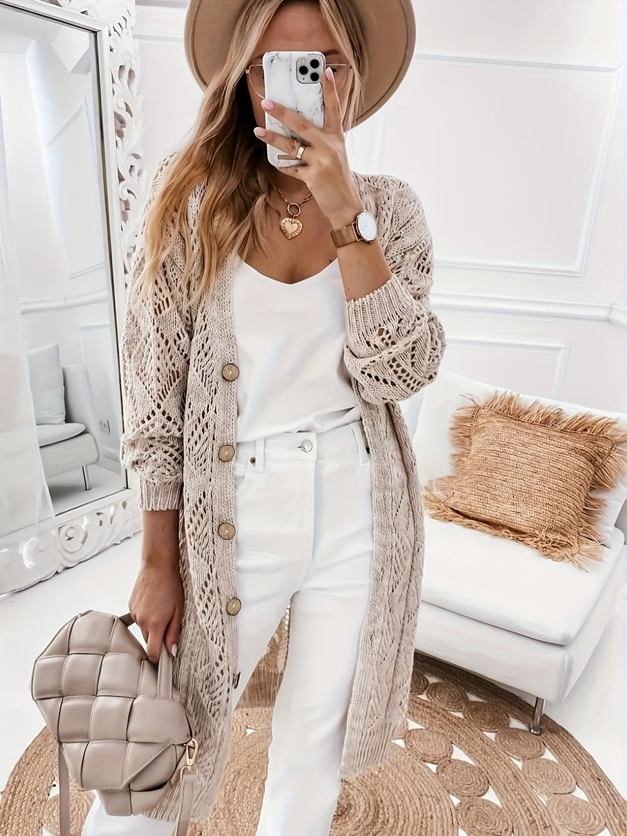 European And American Autumn New Cardigan Long Shirt Loose Long Sleeve Outerwear Sunscreen Women'S Top - Apricot