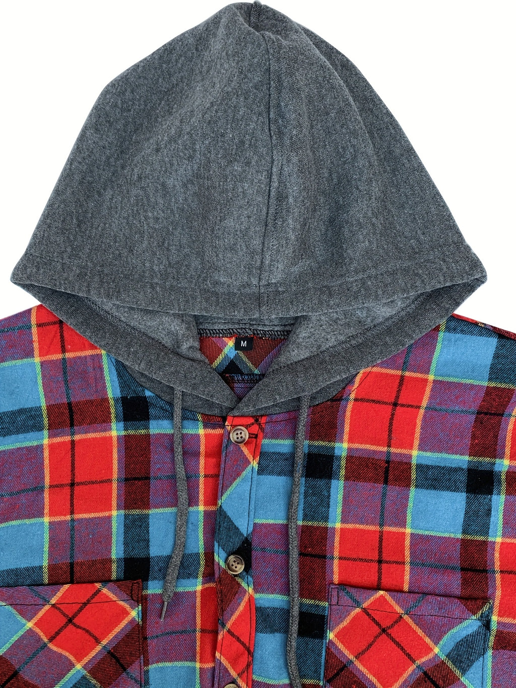 Men'S Plaid Hoodie Fashion Hoodie Fleece Shirt Price Long Sleeve Casual Button-Up Hoodie, Autumn Essentials - Red-blue-black