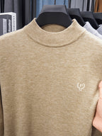 Minimalist City Round Neck Sweater Portable Daily Commute - Khaki 1