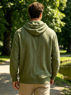Spring And Autumn Men'S Casual Hooded Shirt, Long Sleeve Shirt, Solid Color Minimalist, Trendy And Versatile, Lightweight And Breathable, Suitable for Beach Vacation, Travel, And Daily Wear - Military Green