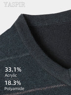 Autumn Winter Men'S Knit Pullover Sweater, Classic V-Neck Striped Design, Easy Casual Old Money Style Warm And Cold-Resistant, Suitable for Daily Commute, Leisure, Sports, Outdoor Camping, Hiking, Fishing, Holiday Gift for Father Or Husband - Dark Gray