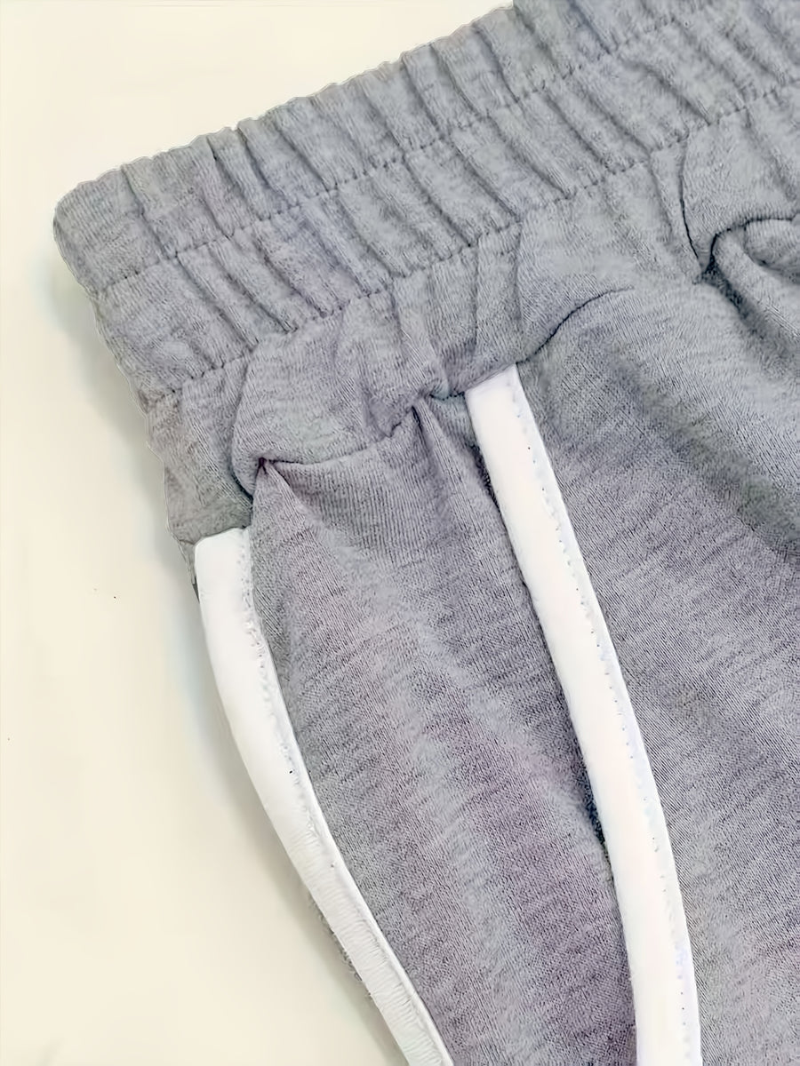 New Spring And Summer Solid Color Casual Comfortable Mid-Length Sweatpants For, Fitness, And with Pockets - Light Grey