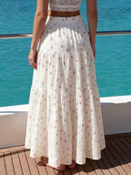 Women's Bohemian Floral Print Maxi Dress with Ruffle Hem & - Loose Fit Midi to Maxi Length Dress Suitable for Vacation, Weddings, Casual Outfits, Spring Summer Dress - Red And White