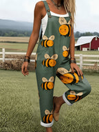Green Jumpsuit with Cartoon Bee Pattern - 0578 - Multicolor