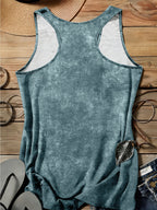 Arabic Numeral & '30' Letter Print Vest - All-Over Base Layer Suitable for Travel,, Outdoor | Machine Washable Sleeveless Top with Number | Casual Round Neck Wear for Streetwear and Year-Round Use - Sea Blue