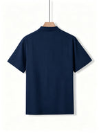 [Shule Shui OBM]New Men's Casual Henley Shirt Suitable for Parties and Dates - Navy Color