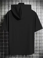 Men's Hooded Short-Sleeve Dark Graffiti Joker Print, a Summer Essential for Men. Features a Comfortable Patterned Print, Suitable for Multiple Occasions, and Is the Top Choice for Fitness and Outdoor Sports Enthusiasts - Black