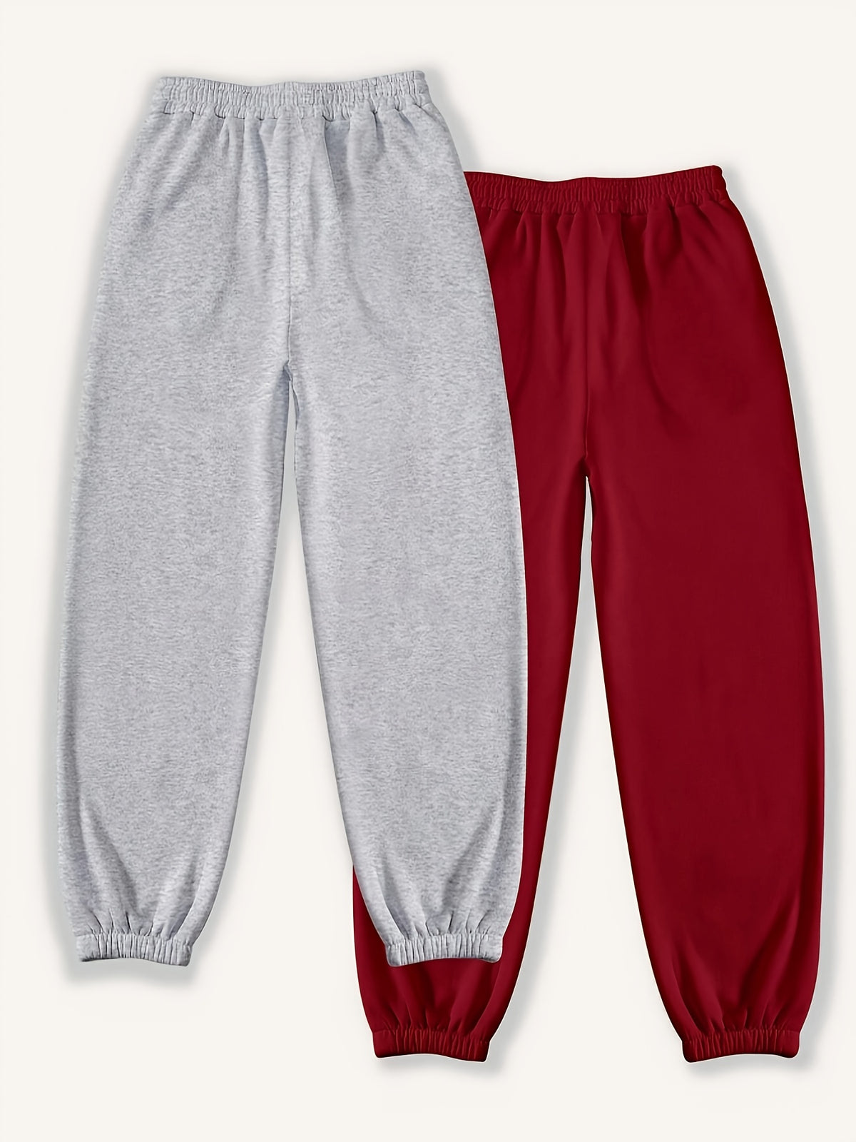 2 Women'S Street Solid Color Comfortable Loose Pants with Elastic Waist Drawstring Jogging Pants, Women'S Wear - Mixed Color 2