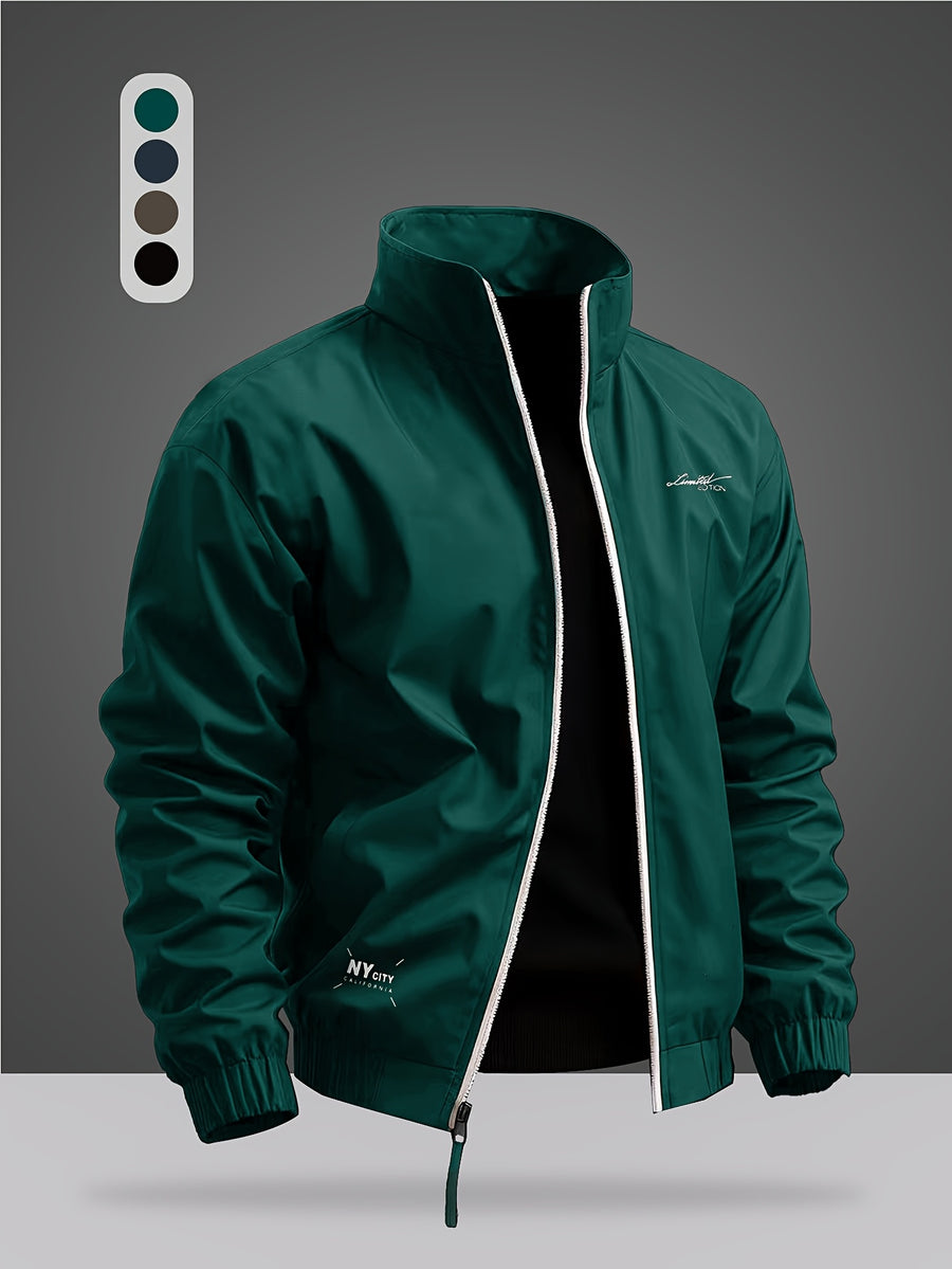 Men's Jacket, New Versatile Casual Jacket Top with Letter Print, Loose Fit, JK2605653 - Green