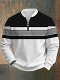 Men's Fashion Long-Sleeve Top with Intersecting Black and White Stripes, Simple and Stylish, Suitable for Daily Casual, Parties, Outdoors, Streetwear, and Fitness - Mixed colors