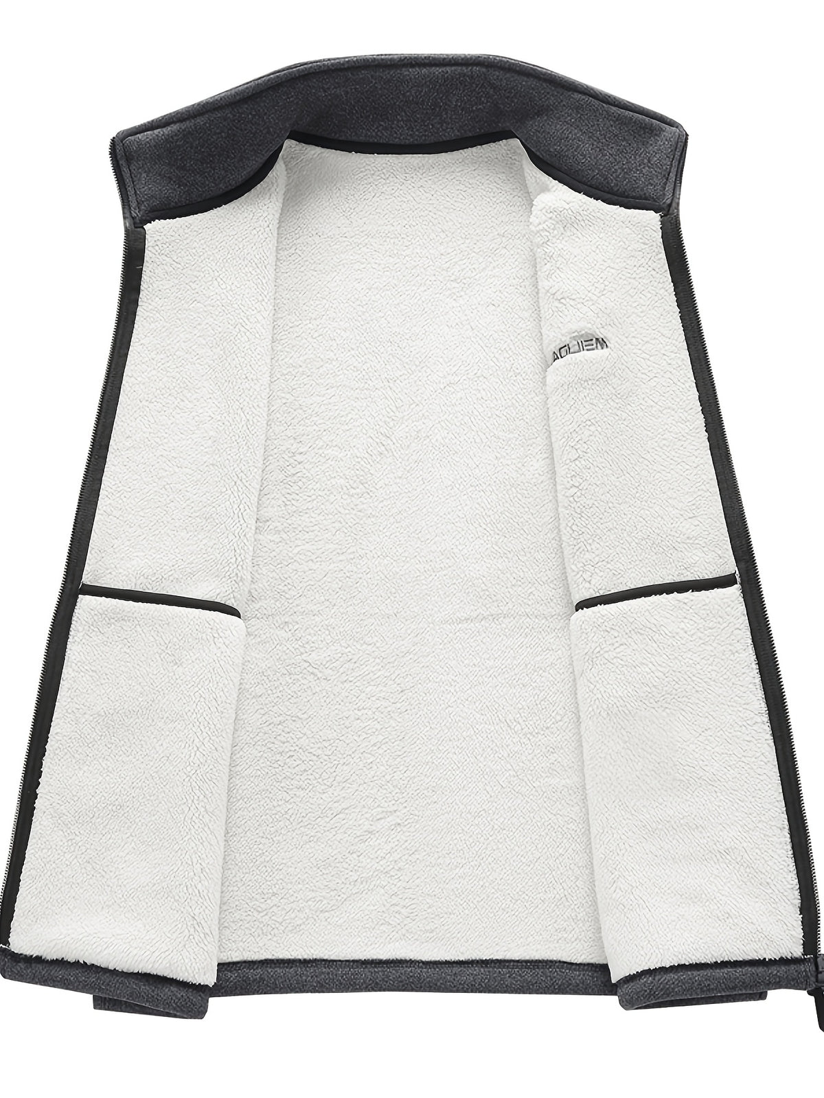 Men's Autumn Winter Casual Fleece-Lined Vest, Thickened Faux Blend Fleece Stand Collar Cardigan Vest for Outdoor and Home Wear, Warm Sleeveless Jacket Vest - Grey