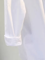 Women's Simple and Elegant Shirt Jacket, New Spring/Summer Style, Front Short Back Long, Versatile Loose Fit Casual Long Sleeve Top - White
