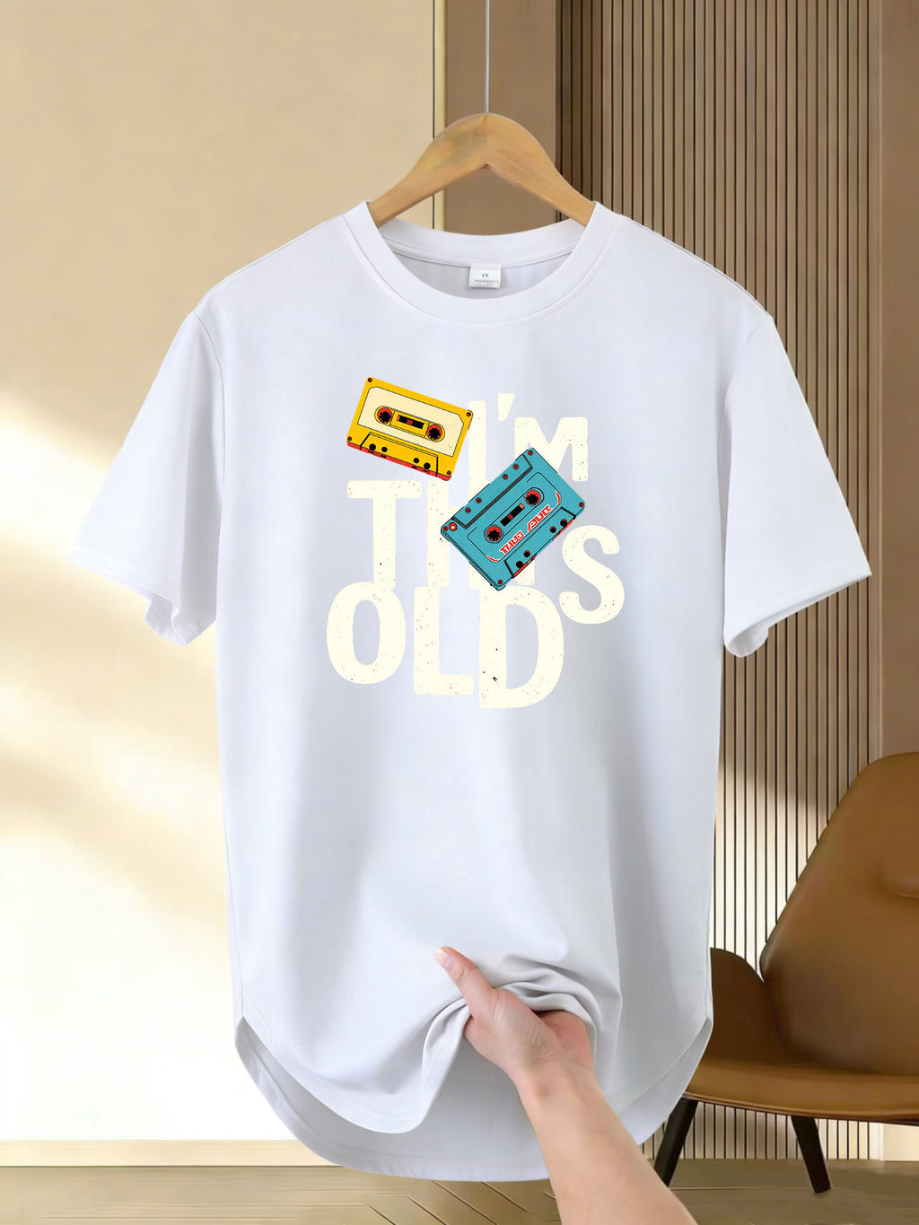 Men'S Longline T-Shirt with Trendy Street Style, Soft And Breathable, 100% Polyester, Bold Colorful Printed Design, Crew Neck, Short-Sleeve Summer Shirt, T-Shirt - White