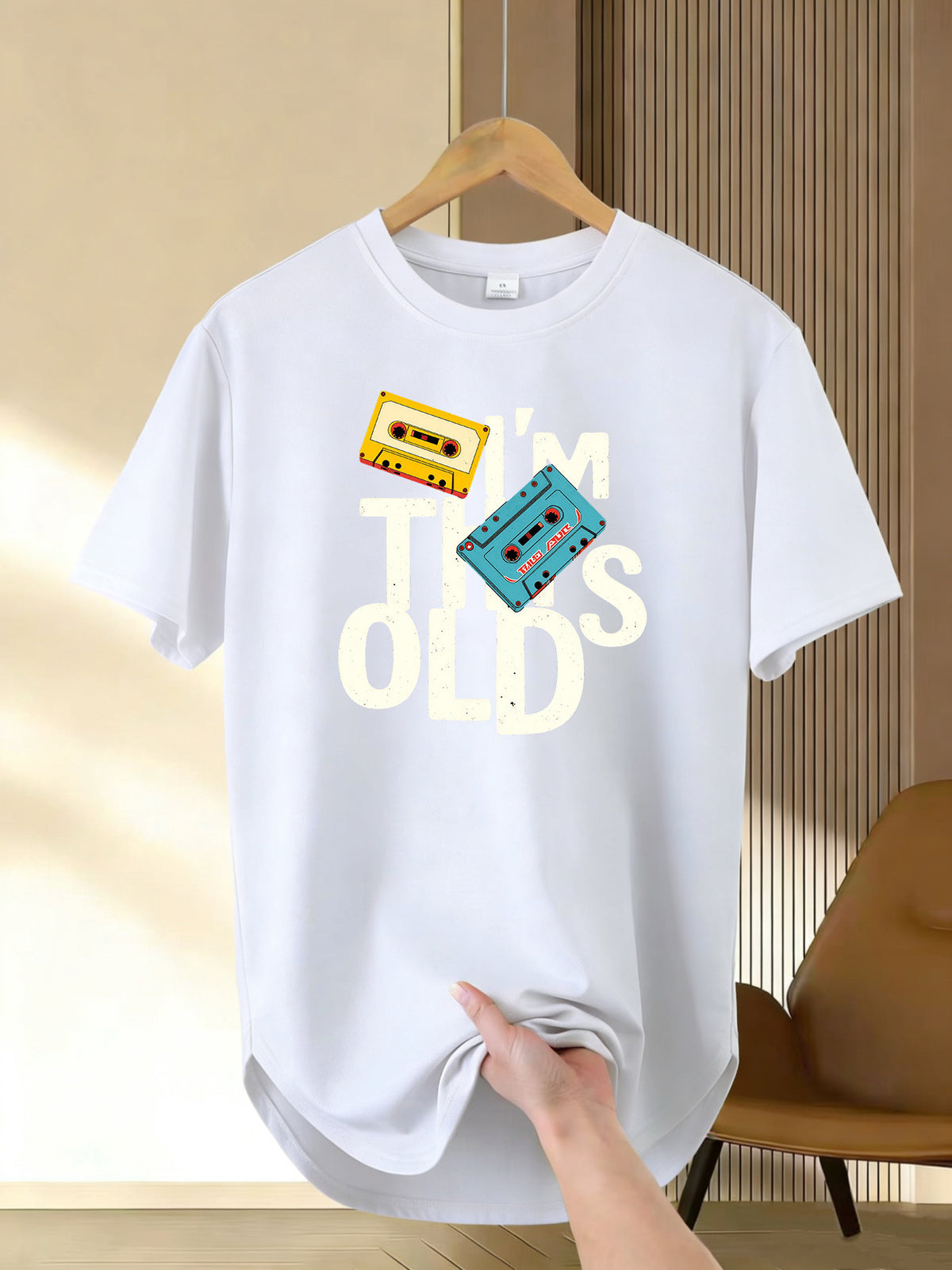 Men'S Longline T-Shirt with Trendy Street Style, Soft And Breathable, 100% Polyester, Bold Colorful Printed Design, Crew Neck, Short-Sleeve Summer Shirt, T-Shirt - White