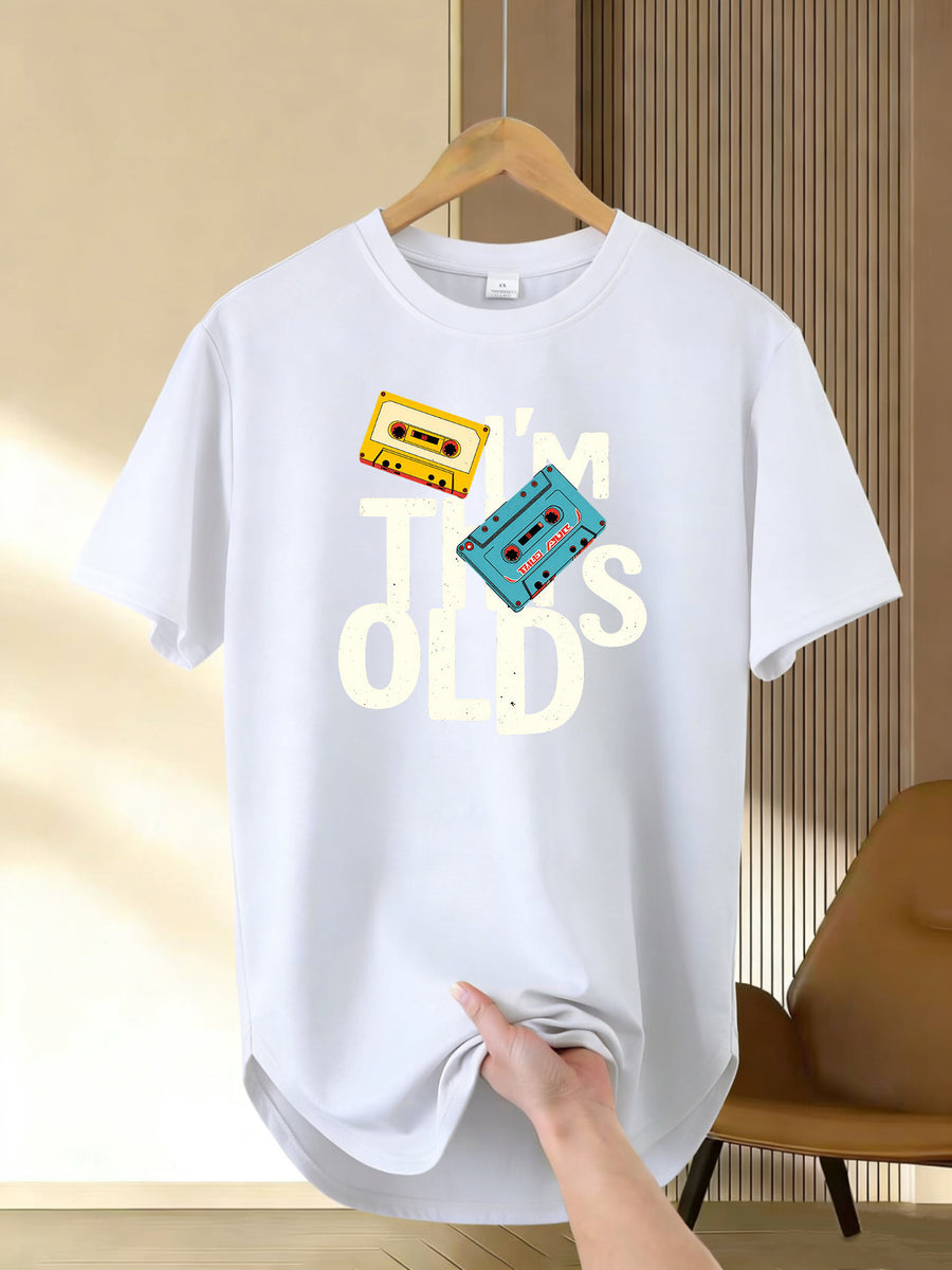 Men'S Longline T-Shirt with Trendy Street Style, Soft And Breathable, 100% Polyester, Bold Colorful Printed Design, Crew Neck, Short-Sleeve Summer Shirt, T-Shirt - White