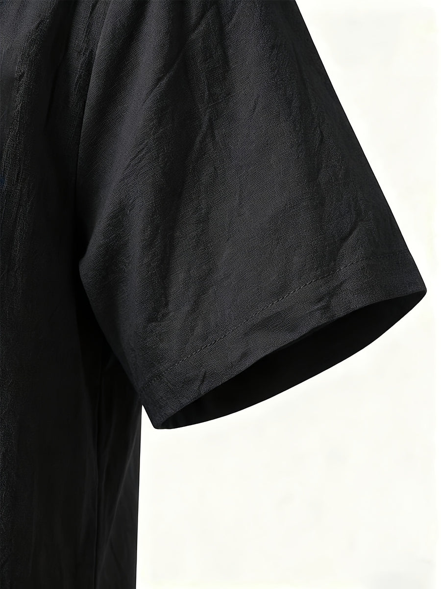 Men'S Shirt Linen Fabric Hooded Design Casual Easy Fashion Breathable High Elasticity Comfortable, Suitable for Outdoor Excursion Vacation Travel Beach Daily Casual Home Wear - Black