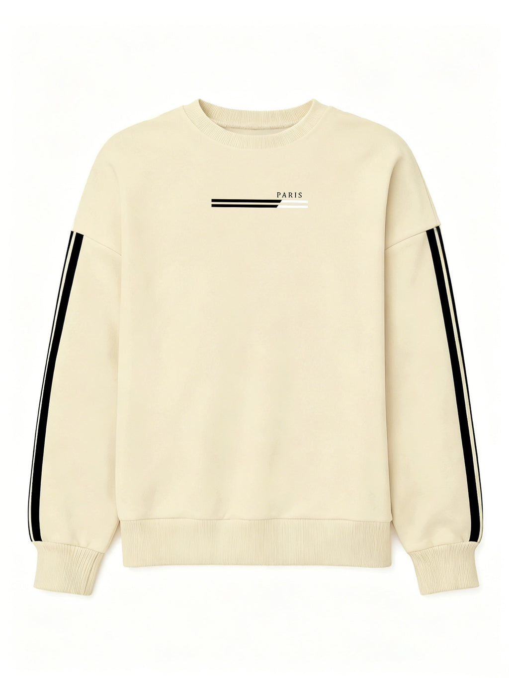 Comfortable and Versatile Women's Clothing, Casual Long-Sleeve Crewneck Sweatshirt with Fun Printed Patterns and Double Stripes, for Women - Apricot