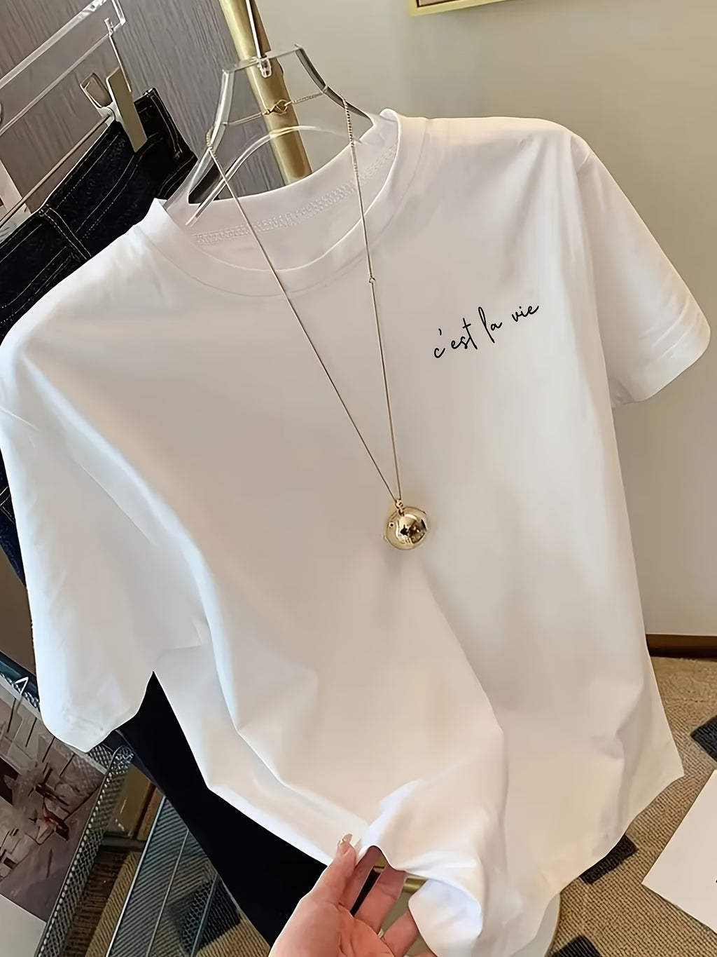 #628 Couple's Style Round Neck Maillard Reaction Niche Comfortable Short Sleeve Top 2026 - White