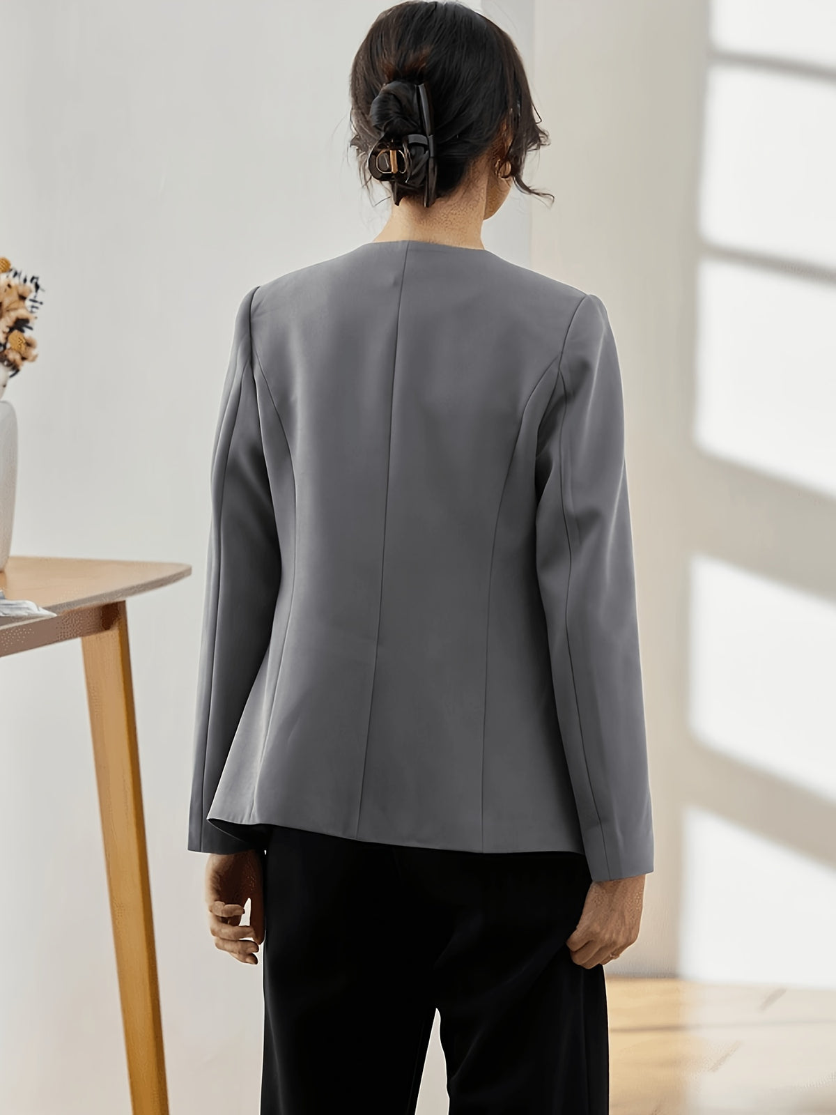 2026 New Autumn and Winter Women's Elegant Suit, Suit Jacket, Formal Workplace Commuting, Business Ladies, Suitable for Commuting to Work - Slate Grey