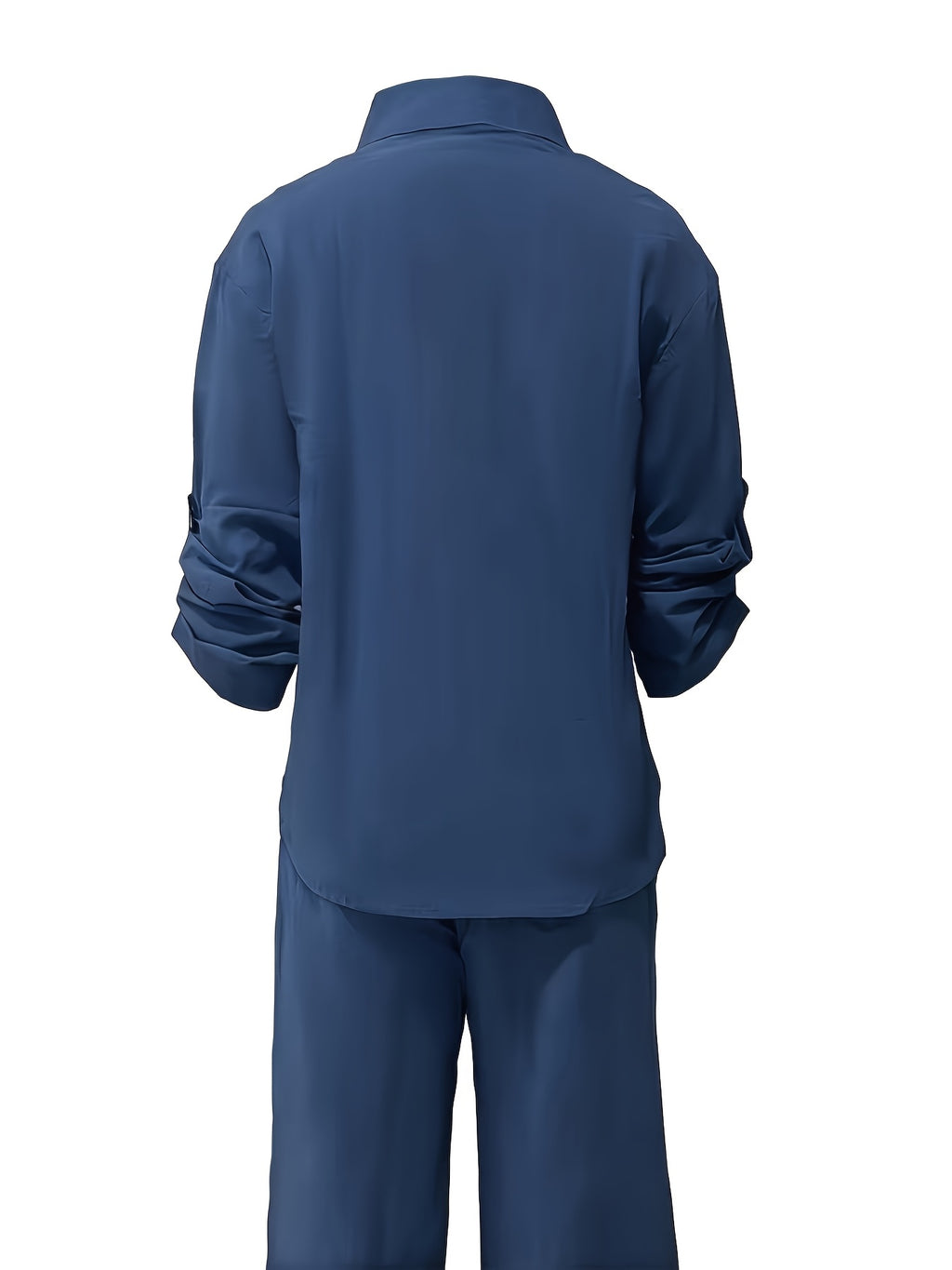 Elegant Women's Casual Cardigan Solid Color Shirt and Pants Set - Vibrant Blue