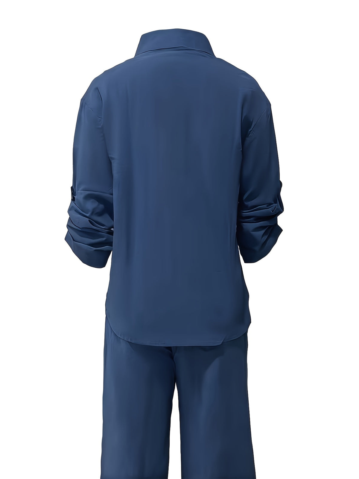 Elegant Women's Casual Cardigan Solid Color Shirt and Pants Set - Vibrant Blue