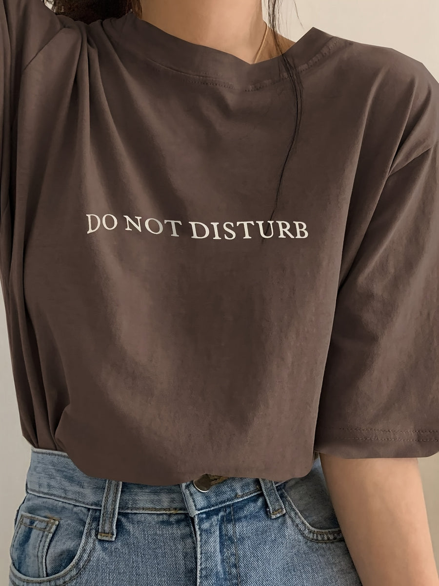 Oversized Round Neck Short Sleeve T-Shirt - Minimalist Loose Fit Casual Blouse, Machine Washable Loose-Fit Top Suitable for Seasons & Casual Attire - Comfortable Basic Wardrobe Staple - Dark Brown