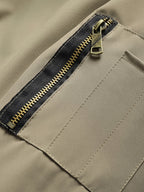Spring Autumn Men'S Jacket Faux Two-Piece Hooded Cardigan Sports Casual Preppy Outdoor Quilted Cargo Jacket Bomber Jacket - Khaki