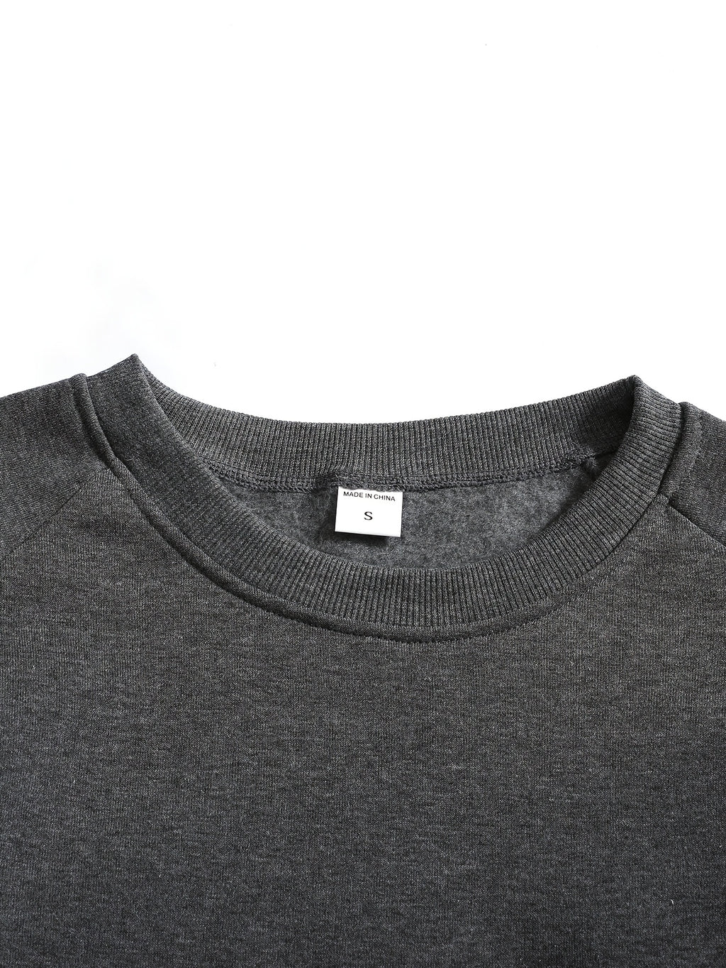 Men's New Autumn/Winter Casual Fitness Sports Thickened Crew Neck Raglan Sleeve Basic Long Sleeve Fashion Sweatshirt, 250g Brushed Fabric - Dark Gray
