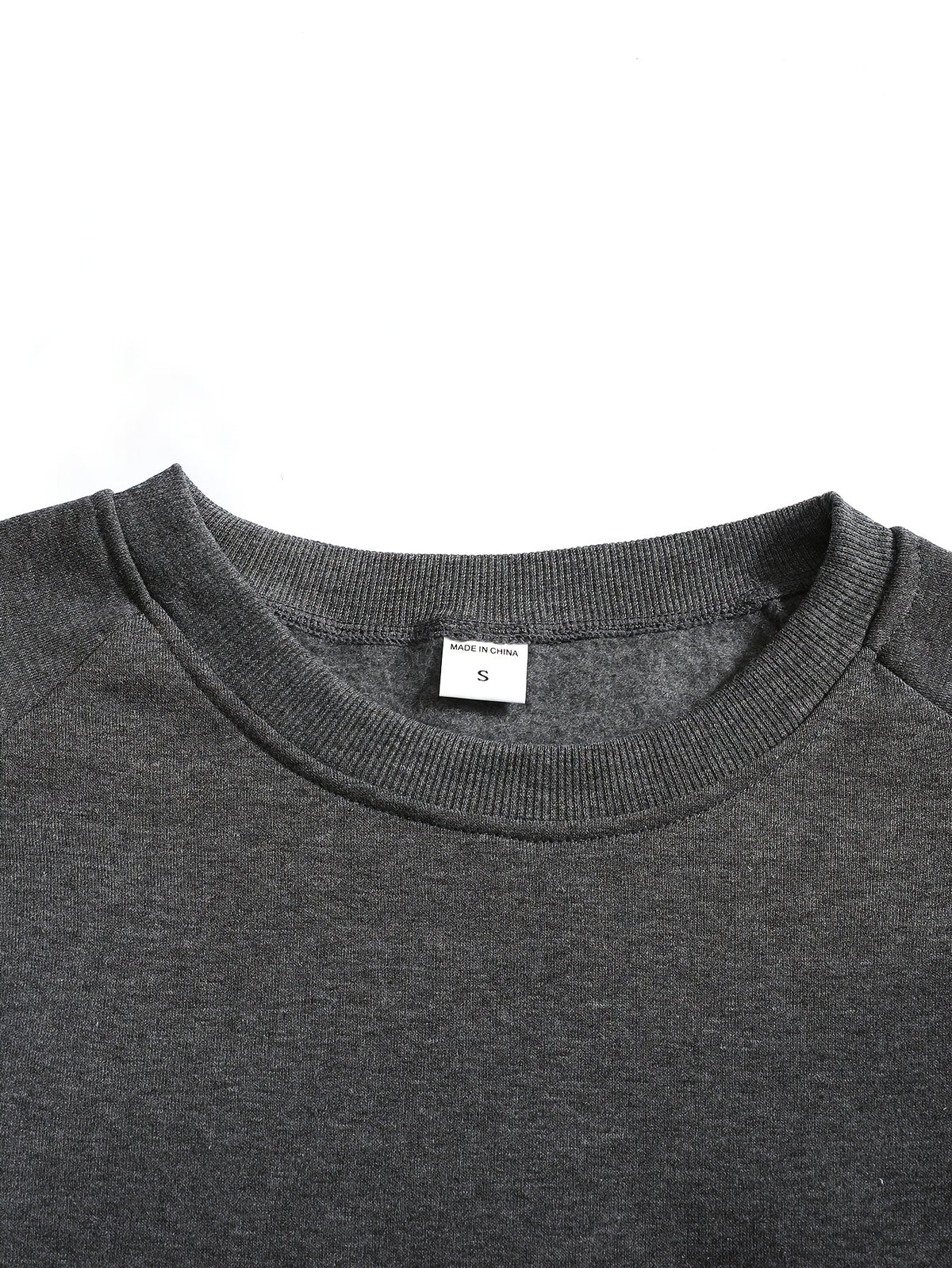 Men's New Autumn/Winter Casual Fitness Sports Thickened Crew Neck Raglan Sleeve Basic Long Sleeve Fashion Sweatshirt, 250g Brushed Fabric - Dark Gray