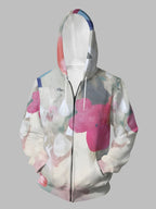 Men'S Zipper sweatshirt with Pink and Gray Abstract Floral Print - Mixed colors