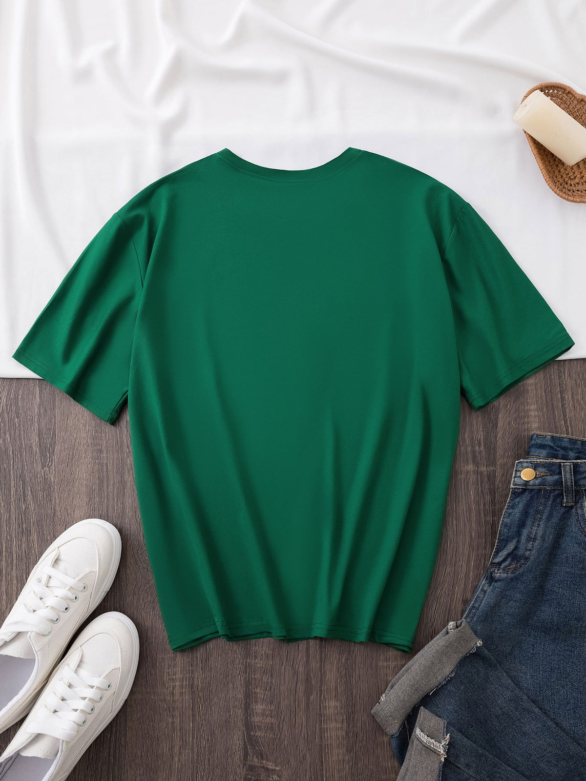 Graphic Print T-shirt, Short Sleeve Crew Neck Casual Top for Summer & Spring, Women's Clothing - Green