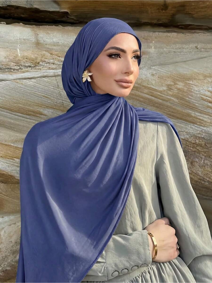 Women'S Jersey Headscarf - Soft, Breathable, And Secure Fit; a Modest Wrap Suitable for Daily Wear, Commuting, Wind, And Shielding - Royal Blue